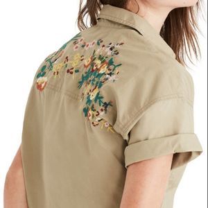 Madewell cropped embroidered blouse s